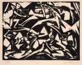 Hubert Rüther, Die Jagd, 1919, Holzschnitt auf feinem, gelblichen Bütten