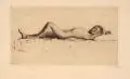 Joseph Uhl, Schlafender Knabe, Radierung mit Plattenton auf wolkigem Papier