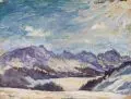 Hans Unger, Engadin – Bernina, 1910, Gouache auf Papier, vollflächig auf Untersatz aufkaschiert