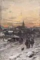 Jacob Gehrig, Winterliche Stadtlandschaft. 2. H. 19. Jh, Öl auf Malpappe