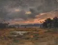 Johannes Tavenraat, Deutscher Maler, Landschaft. Spätes 19. Jh, Öl auf Malpappe