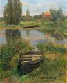 Heinrich Lotter-Reichenau, Fischer-Winkel auf der Insel Reichenau, Nach 1920, Öl auf Malpappe