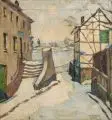 Josef Mangold, Winter in einer Kleinstadt. Wohl um 1919, Öl auf Leinwand
