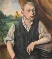 Otto Nückel, Selbstbildnis mit Zigarette. Wohl um 1920, Öl auf Leinwand, auf Hartfaserplatte kaschiert