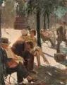 Georg Richter-Lößnitz, Dresden – Frühling auf der Brühlschen Terrasse, Wohl 1931, Öl auf grober Leinwand