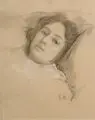 Fritz Stotz, Porträt einer jungen Frau, 1918, Kohlestiftzeichnung, weiß gehöht, auf leichtem, hellgrauen Karton