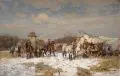 Wilhelm Velten, Pferdemarkt vor einer süddeutschen Stadt, Um 1910, Öl auf Holz
