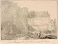 Carl Wilhelm Arldt, und andere Künstler, Zwölf Ansichten des Oybins und der Oberlausitz sowie drei weitere Ansichten. Mitte 19. Jh, Fünf Radierungen und zehn Lithografien, davon neun koloriert, teils aquarelliert, teils eiweißgehöht, auf unterschiedlichen Papieren, teils auf Untersatzkarton