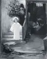 Hans Looschen, Das Christkind und Knecht Ruprecht, Um 1900, Gouache auf festen Karton, mit Einfassungslinie in Graphit