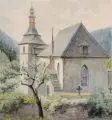 Ernst Erwin Oehme, (zugeschr.), Kirche in Bad Gottleuba / Kirchmauer. 2. H. 19. Jh
