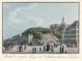 Johann Carl August Richter, Ansicht der grossen Treppe am Brühlschen Garten zu Dresden, Um 1830, Umrissradierung, altkoloriert, auf Bütten