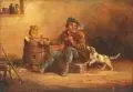David Teniers d.Ä., (in der Art von), Pfeifenraucher mit Hund. Spätes 18. Jh, Öl auf Leinwand
