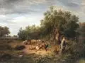 Sebastian Habenschaden, Ein Fischer und Hirten, Öl auf Leinwand