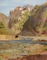 Schloss Runkelstein (Südtirol) by Adolf Fischer-Gurig, 1890, Öl auf Leinwand, vollflächig auf festen Karton aufkaschiert, sold Sep 2021
