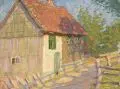Wilhelm Ueberrueck, Sommerliches Gehöft. Frühes 20. Jh, Öl auf Leinwand, ungespannt