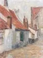 Flora Zenker, (zugeschr.), Blick in das Goldene Gässchen, Prag. Wohl Frühes 20. Jh, Öl auf Leinwand