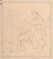 Wilhelm von Kügelgen, Da fand ich, den meine Seele liebt […], 1827, Federzeichnung in Tusche auf ockerfarbem Papier