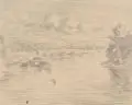 Richard Dreher, Dampfer an der Pillnitzer Elbinsel / Elbufer bei Pillnitz mit Blick auf Maria am Wasser / Erntewiese bei Pillnitz. Frühes 20. Jh