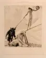 Auf der Schaukel by Richard Müller, 1922, Radierung mit Plattenton auf feinem, chamoisfarbenen Bütten, sold Sep 2021