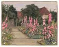 Gertrud Schäfer, Bauerngarten mit Malven. Wohl 1910er Jahre, Aquarell und farbige Kreiden