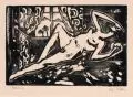 Hubert Rüther, Erwachen, 1920, Holzschnitt auf wolkigem Papier