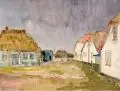 Gussy Hippold-Ahnert, Neuendorf auf Hiddensee, 1970, Aquarell und Federzeichnung in Tusche auf Aquarellpapier