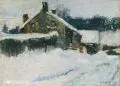 Richard Heintz, Verschneites Gehöft. Wohl 1920er Jahre, Öl auf Holz