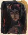 Hermann Lederle, Frauenkopf, 1987, Öl auf Karton