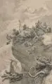 Ludwig Friedrich, Heroische Gebirgslandschaft, 1850, Bleistiftzeichnung