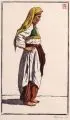 Leonhard Fanto, Balkan-Bäuerin in Tracht / Balkan-Bauer in Tracht, 1920, Farbholzschnitte