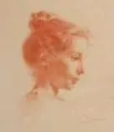 Friedrich Wilhelm Heyser, Friedrich Wilhelm Theodor Heyser, Mädchenportrait, Um 1900, Rötelzeichnung, partiell in weiß gehöht, auf feinem, chamoisfarben Bütten