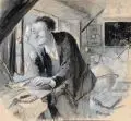 Rudolf Köselitz, Der Astronom. 1. Viertel 20. Jh, Aquarell über Blei und Gouache auf Bütten
