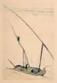 Emil Orlík, Feluke auf dem Nil, Wohl 1917, Farbradierung in Schwarz, Hellblau, Braun und Ocker