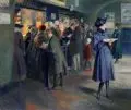 Emil Rosenstand, Städtische Bücherei, 1921, Gouache auf leichtem Karton, auf einen Spannrahmen aufgezogen