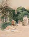 Neufchatel by Robert Sterl, Aquarell, Deckweiß und Kohlestift auf feinem, chamoisfarbenen Bütten, sold Jun 2021