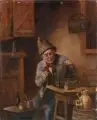 Hermann Kern, Beim Vogelkäfigbauer. Spätes 19. Jh, Öl auf Holz