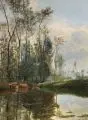 Gustav Adolf Thamm, Mockritzer Teich in Dresden. Spätes 19. Jh, Öl auf Malpappe