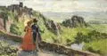 Max Pietschmann, Spaziergang in der Sächsischen Schweiz (?), Um 1930, Öl auf dünner Malpappe