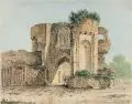 Mensch, (?), Klosterruine, 1840, Federzeichnung in Tusche, aquarelliert