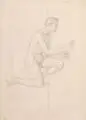 Carl Gottlieb Peschel, (zugeschr.), Männliche Aktstudie / Zwei Figurenstudien. 19. Jh, Bleistiftzeichnungen auf verschiedenem Papier
