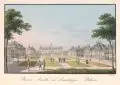Johann Carl August Richter, Innere Ansicht des Lustschloss Pillnitz, Um 1830, Umrissradierung, altkoloriert, auf Bütten