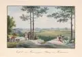 Johann Carl August Richter, Ansicht vom Brand gegen Mittag bei Hohenstein, Um 1830, Umrissradierung, altkoloriert, auf Bütten