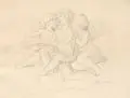 Ernst Friedrich August Rietschel, Singende Amoretten, 1848, Bleistiftzeichnung