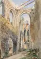 Carl Gustav Adolf Thomas, Adolph Thomas (zugeschr.), Chor der Kirchenruine auf dem Oybin. 2. H. 19. Jh, Aquarell