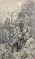 Hermann Vogel, Belagerung der venezianischen Stadt Nikosia durch die Osmanen um 1570, 1880, Bleistiftzeichnung auf Karton