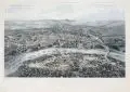Heinrich Walther, Dresden vom Ballon aus gesehen. Große Gesamtansicht aus halber Vogelschau, 1852/1855, Lithografie in zwei Farben, handkoloriert, nach einer Zeichnung von Christian Adolf Eltzner