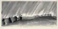 Siegfried Berndt, Regen im Osterzgebirge, 1944, Holzschnitt auf feinem Japanbütten