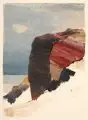 Arno Drescher, Steilküste auf Rügen. Wohl um 1930, Farbmonotypie auf "Hahnemühle"-Bütten