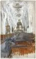 Gotthardt Kuehl, Franziskanerkirche in Überlingen, 1905, Gouache, farbige Kreiden und Grafit auf kräftiger Malpappe