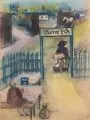 Elfriede Lohse-Wächtler, Vor der Stadt, 1929, Farbige Pastellkreidezeichnung, fixiert, Aquarell und Pinselzeichnung in Tusche auf leichtem, chamoisfarbenem Karton